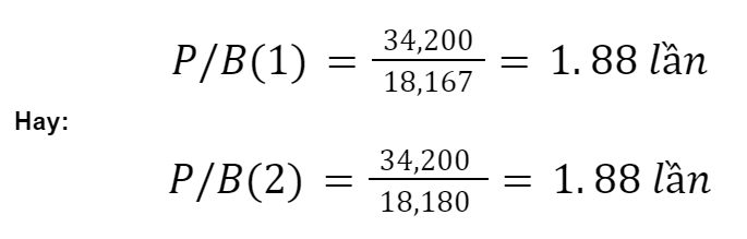 Công thức P/B 1 và P/B 2