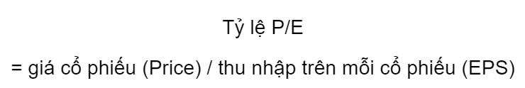 định giá cổ phiếu, công thức tỉ lệ p/e