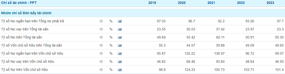 Tài chính doanh nghiệp - Nhóm chỉ số đòn bẩy tài chính của FPT